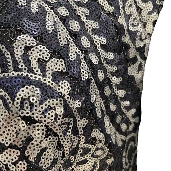 M&Co Black & Silver Sequin Sheer Back Top 12 Evening Party Glam Holiday Cocktail - Picture 7 of 11